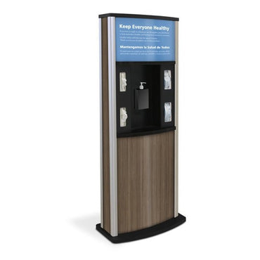 Series 900 Deluxe Infection Control Kiosk, Wood Grain Finish - Braeside Displays