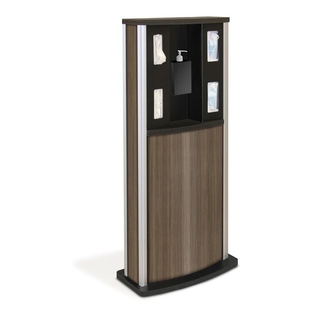 Series 900 Standard Infection Control Kiosk, Wood Grain Finish - Braeside Displays