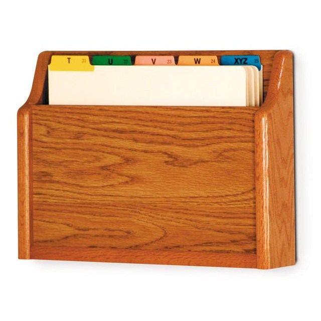 SINGLE POCKET WOODEN WALL MOUNT FILE AND CHART HOLDER, FLAT BASE - Braeside Displays