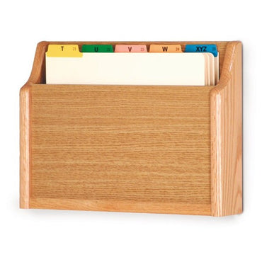 SINGLE POCKET WOODEN WALL MOUNT FILE AND CHART HOLDER, FLAT BASE - Braeside Displays