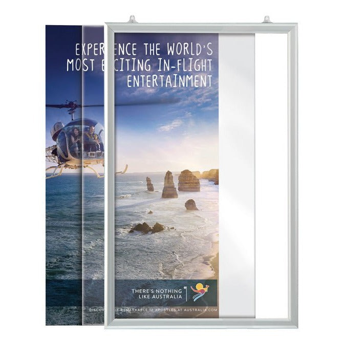 Slide-In Poster Frame, 24" x 36", Silver, Double Sided - Braeside Displays