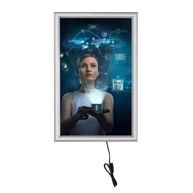 11" x 17" Economy LED Illuminated Poster Snap Frame, Silver - Braeside Displays
