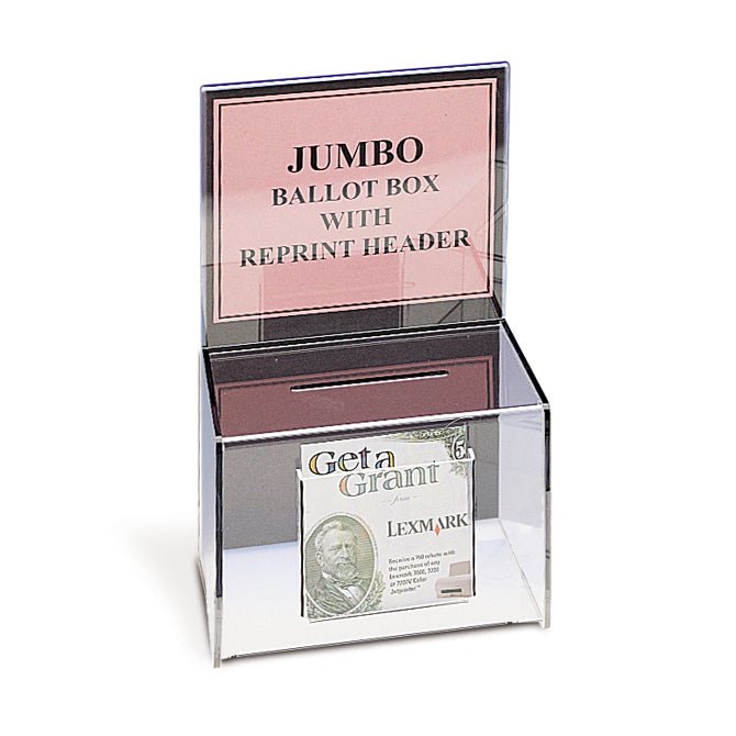 11" x 8" Jumbo Acrylic Ballot Box - Braeside Displays