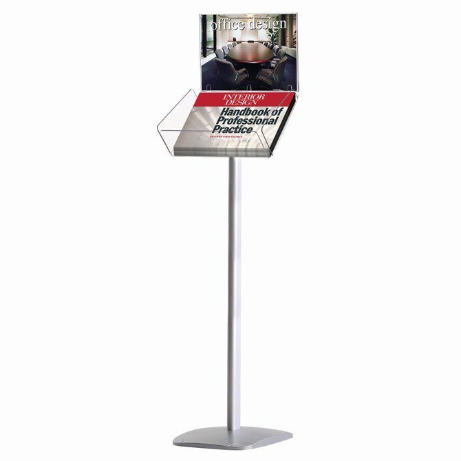 11" x 8.5" Euro-Style Brochure Holder Stand with Sign - Braeside Displays