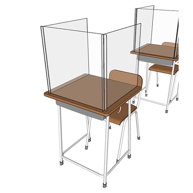 20" 3-Sided Student Desk Shield, Protective Classroom Sneeze Guard - Braeside Displays