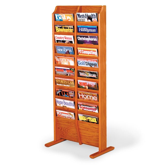 Wooden Floor Stand Magazine Rack - 20-Pocket H-2518 - Uline