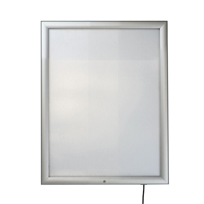 22" x 28" Lockable, Weatherproof LED Box Illuminated Poster Snap Frame, Silver - Braeside Displays