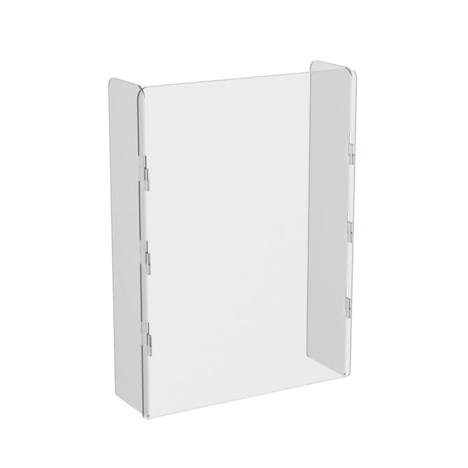 23.5" x 31.5" Simple-Snap Countertop Sneeze Guard, Protective Barrier Safety Shield, with Side Walls - Braeside Displays