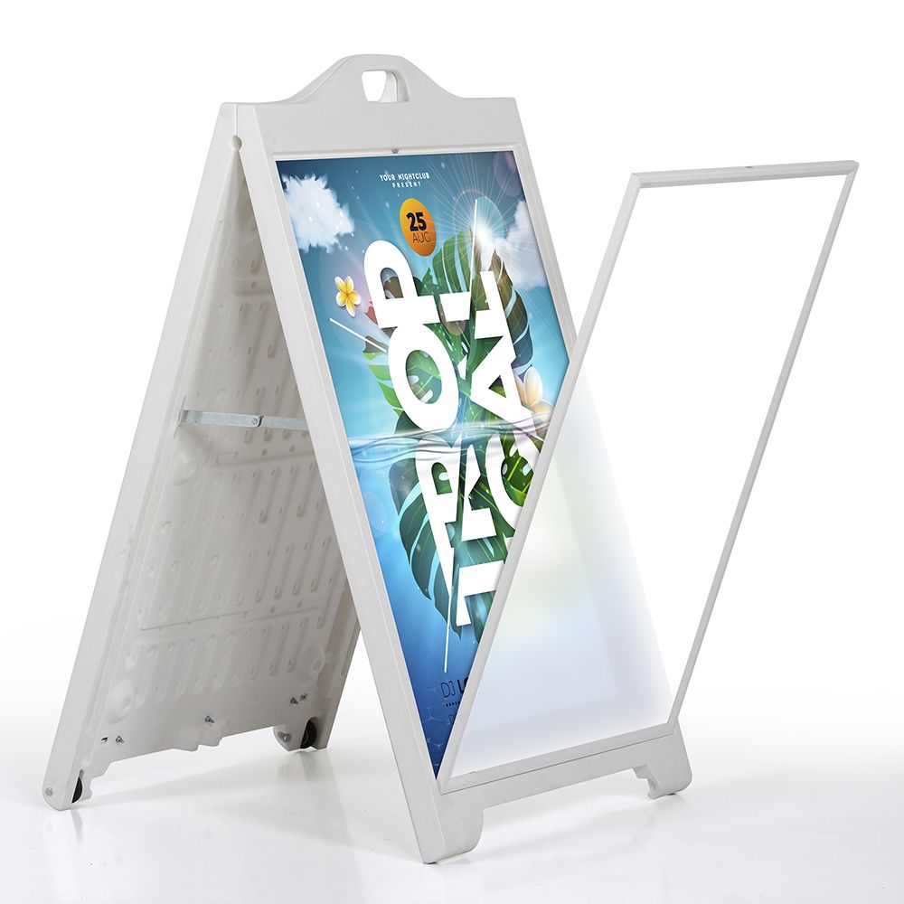 24x36" White A-Frame Sidewalk Sign w/ Lens Cover - Double Sided Portable Folding Display for Restaurants & Cafes - Street SignPro Curb Advertising
