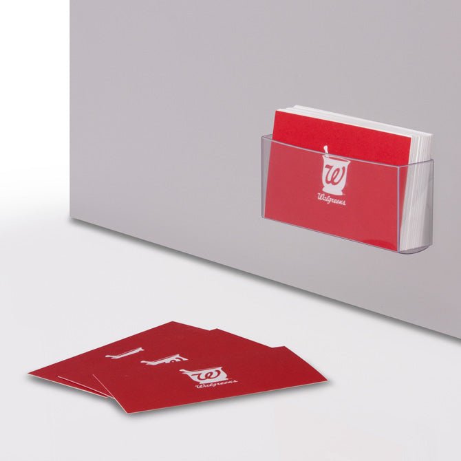 3-1/2" X 1-1/2" PEEL & STICK BUSINESS CARD POCKET, PREFOLDED - Braeside Displays