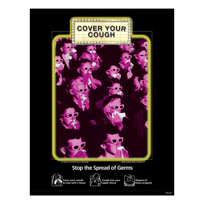 3-D Movie Cover Your Cough Posters - Braeside Displays