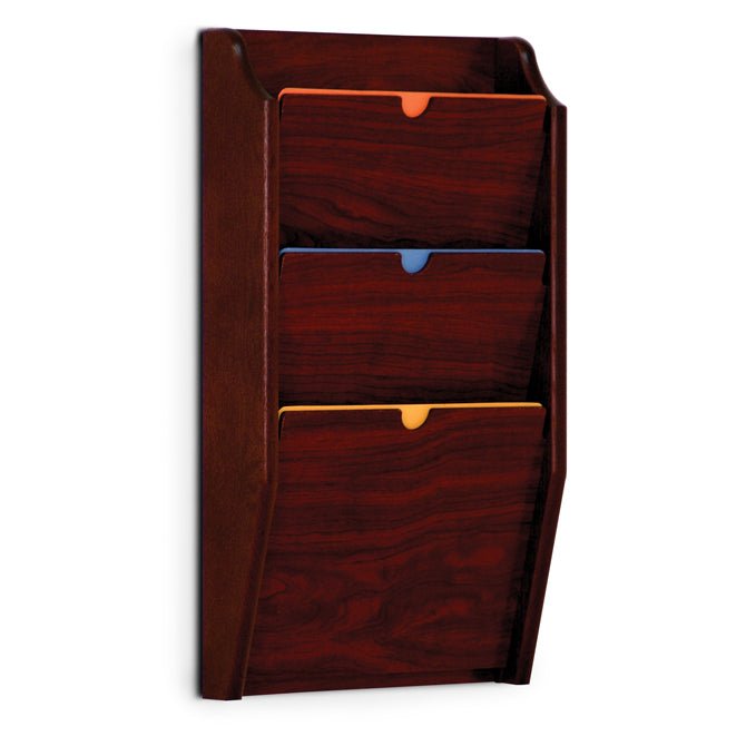3 POCKET HIPAA COMPLIANT WOODEN WALL MOUNT FILE AND CHART HOLDER - Braeside Displays