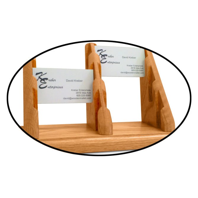 3 POCKET OAK WOOD BUSINESS CARD HOLDER - Braeside Displays