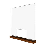 30" Square Sneeze Guard, Protective Barrier Safety Shield, with Wood Base - Braeside Displays