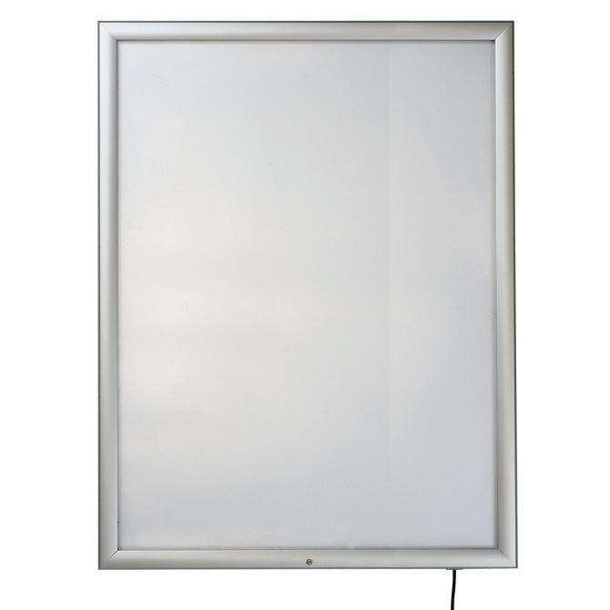 30" x 40" Lockable, Weatherproof LED Box Illuminated Poster Snap Frame, Silver - Braeside Displays