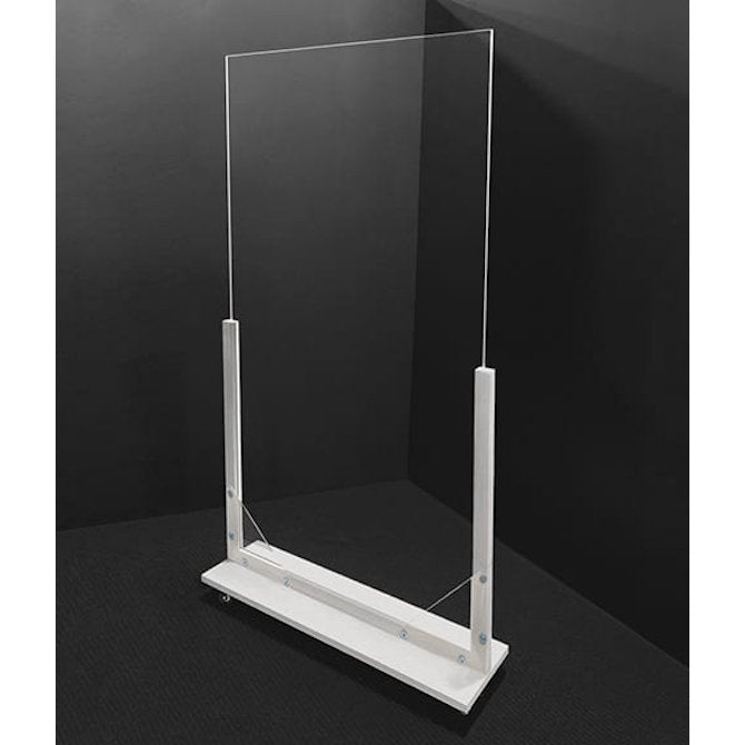 36 x 72 Portable Acrylic Divider with Wood Frame and Locking Casters –  Braeside Displays