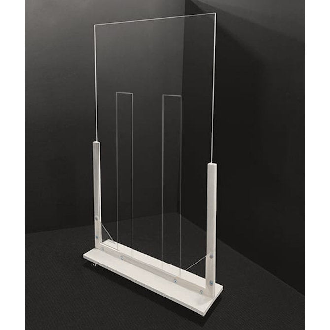 36" x 72" Portable Acrylic Reach-Through Divider with Wood Frame and Locking Casters - Braeside Displays