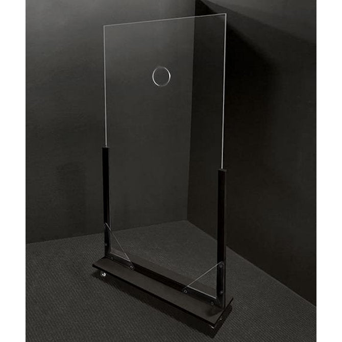 36" x 72" Portable Acrylic Temperature Check Divider with Wood Frame and Locking Casters - Braeside Displays