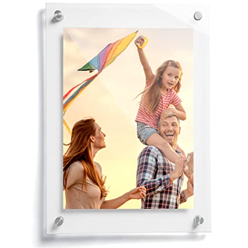 Displaybug Acrylic Frame – Standoff Floating Frame for Photos, Diplomas, Certificates, Posters – Modern and Minimalist Acrylic Picture Frame for Home and Office – Portrait or Landscape