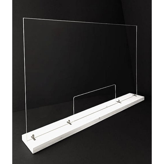 46 x 24 Large Acrylic Sneeze Guard, Protective Divider, with Wood Ba –  Braeside Displays