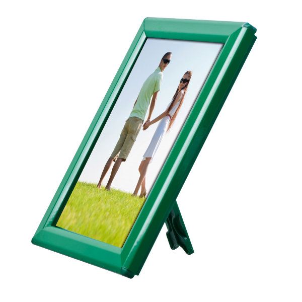 5" X 7" CONVERTIBLE SIGN SNAP FRAME, GREEN, WITH COUNTER SUPPORT - Braeside Displays