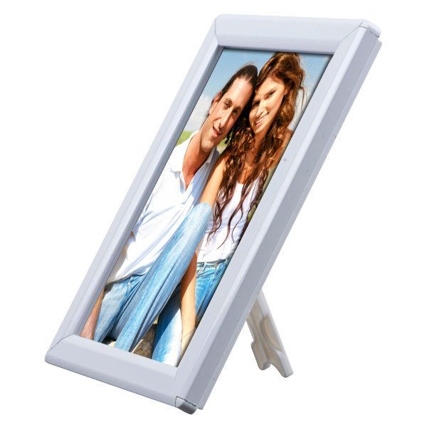 5" X 7" CONVERTIBLE SIGN SNAP FRAME, WHITE, WITH COUNTER SUPPORT - Braeside Displays