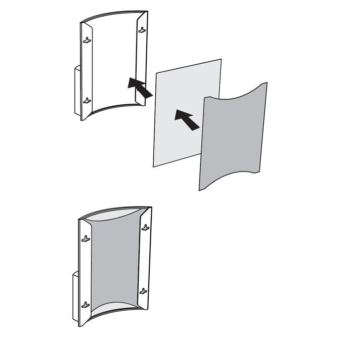 8-1/2" x 11" Curviso® Curved Acrylic Slatwall Sign Holder with Brochure Pocket - Braeside Displays