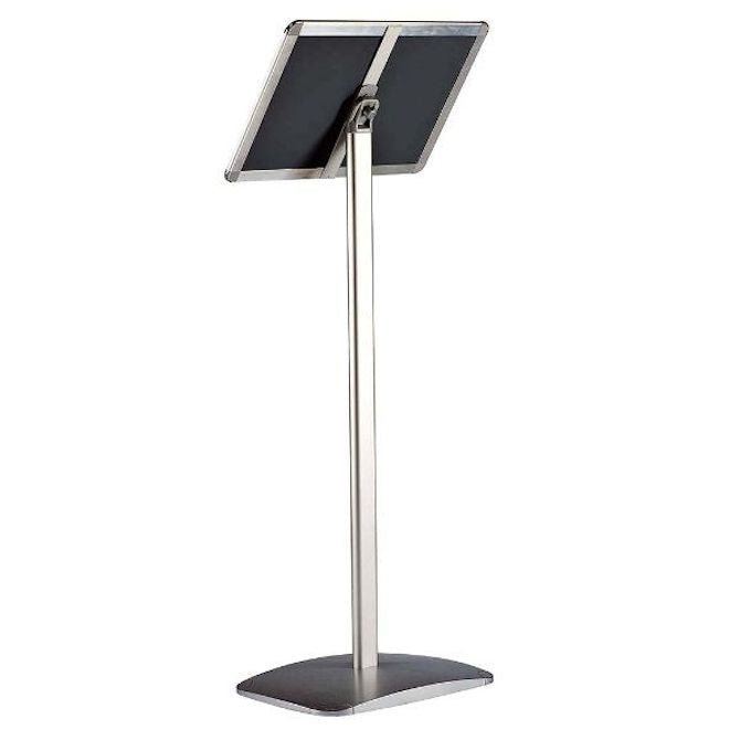8.5" x 11" Euro-Style Pedestal Sign Stand, Silver - Braeside Displays