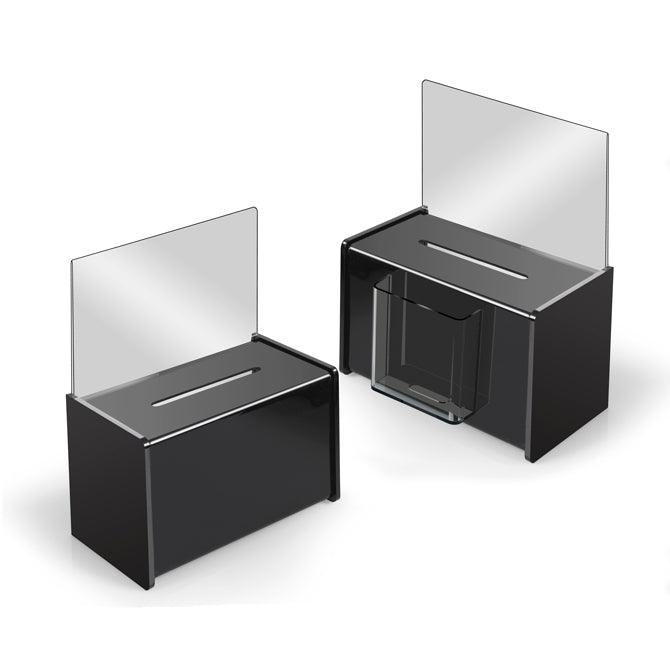 9" x 5" Acrylic Ballot Box, Black with 5" Header - Braeside Displays