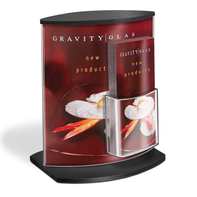 CURVISO® DOUBLE SIDED SIGN HOLDER WITH BROCHURE POCKETS - Braeside Displays