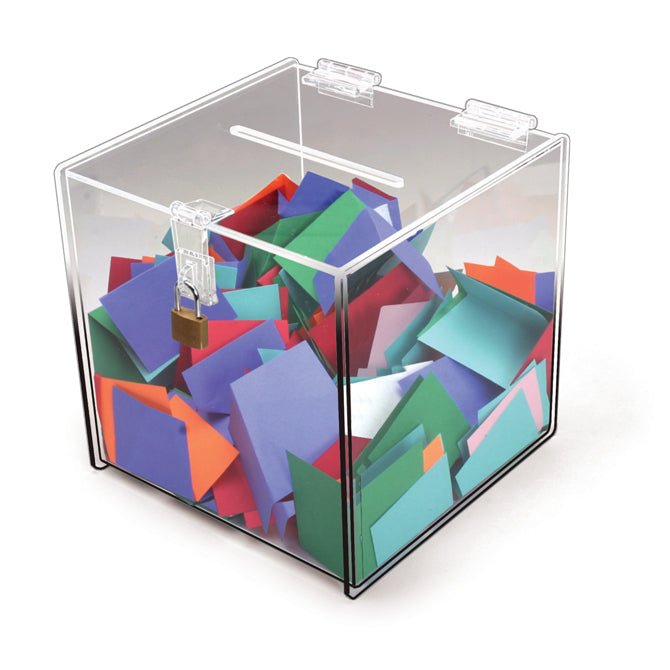 Deluxe Acrylic Ballot Box, Available in 2 Sizes - Braeside Displays