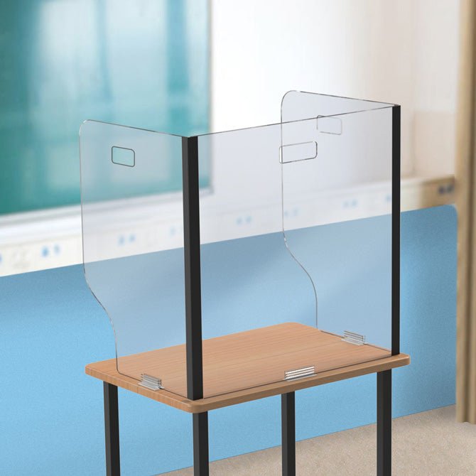 PORTABLE HINGED DESK GUARD, PERSONAL STUDENT PROTECTION DEVICE - Braeside Displays